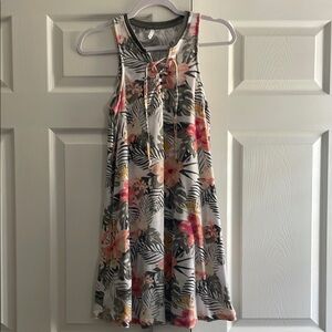 Z Supply Sleeves Palm Hibiscus Floral print Casual Dress
